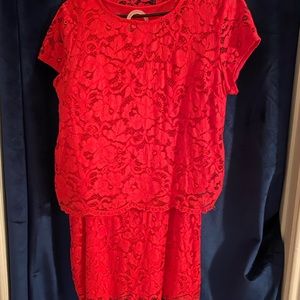 Cato pink lace skirt and top